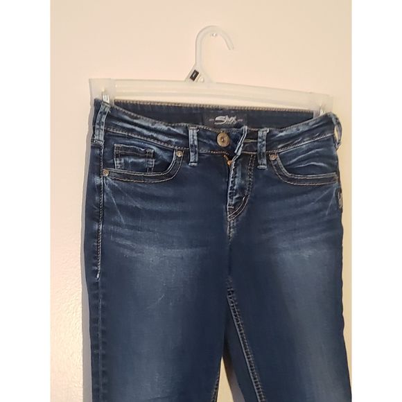 Women's Silver Jeans Co., Suki Skinny Crop W24/L25, Dark Blue - Picture 3 of 7